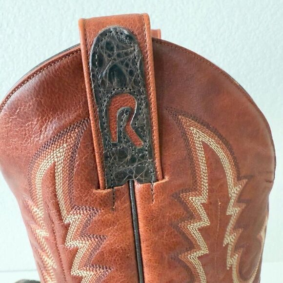 Rod Patrick Mens Cowboy Boots 12.5 AA Brown Caiman Leather Western Square Toe - Picture 5 of 13